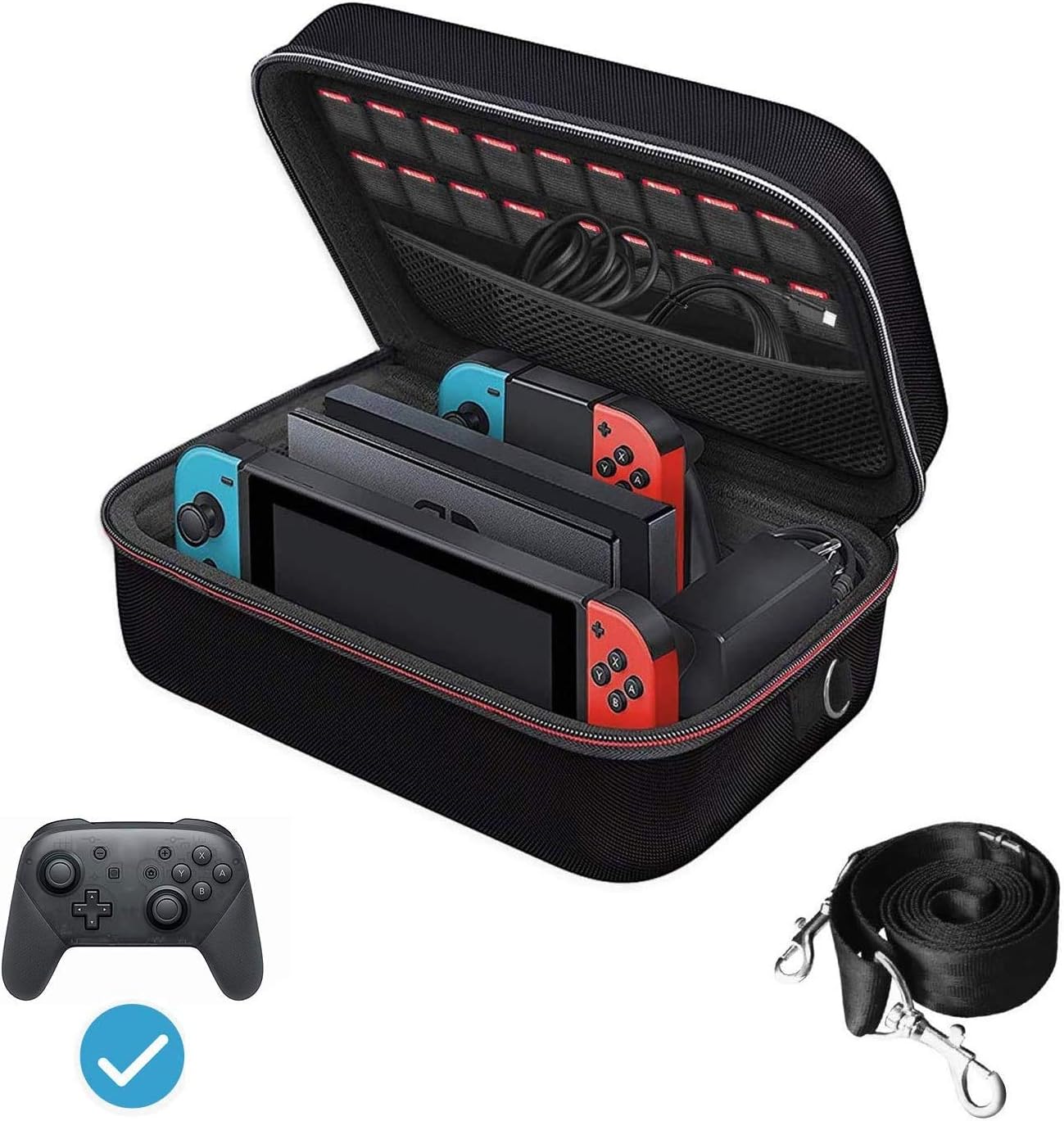 Detalle de ivoler Deluxe Storage Case for Nintendo Switch & Switch OLED – hard EVA protective travel messenger bag