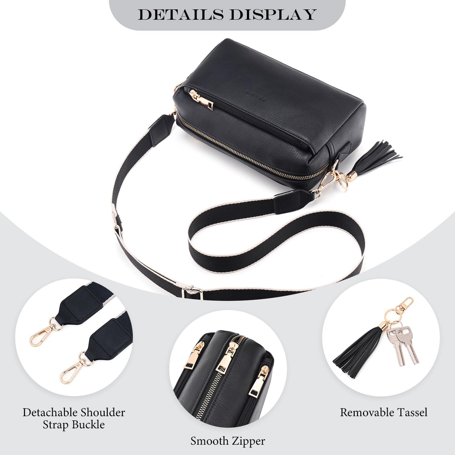 Thumbnail 4 de Roulens Small Crossbody Bag with 3 Zip Compartments — Vegan Leather Phone Bag for Women