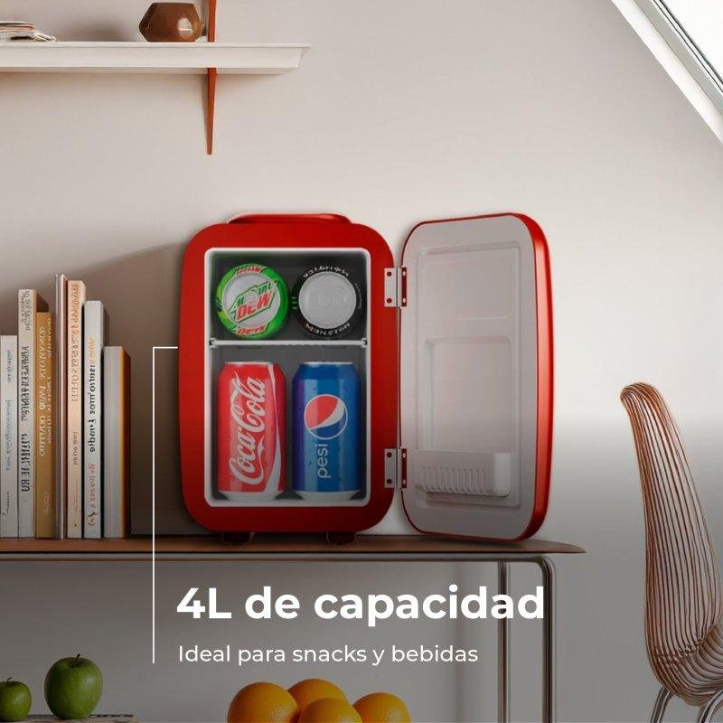 Detalle de Nevera Portátil Evvo F4 Mini Retro Roja 4L: frío, calor y estilo nostálgico para viajar o la oficina