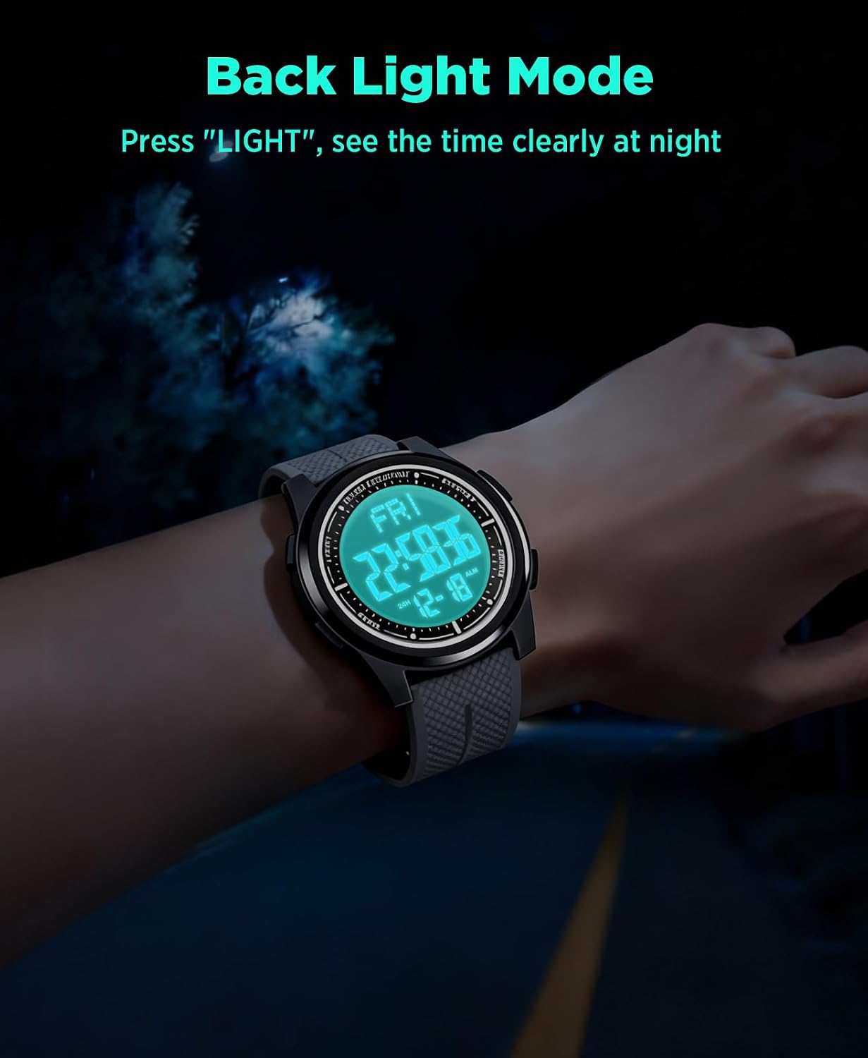 Detalle de WIFORT Mens Watches Waterproof Sports Digital Watch – Ultra-Thin, 5 ATM, Dual Time & Chronograph