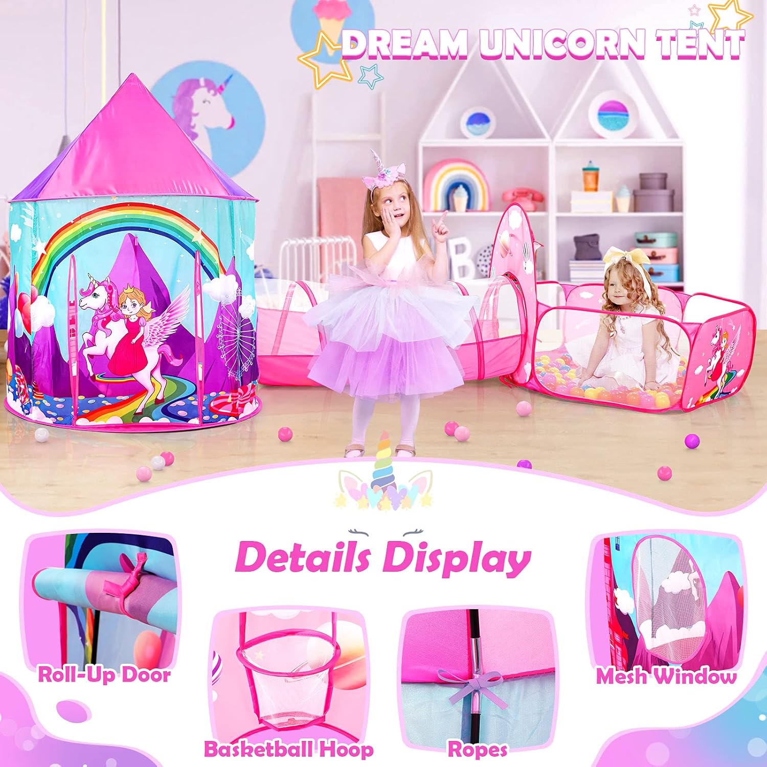 Thumbnail 5 de PigPigPen 3pc Unicorn Play Tent 🎪