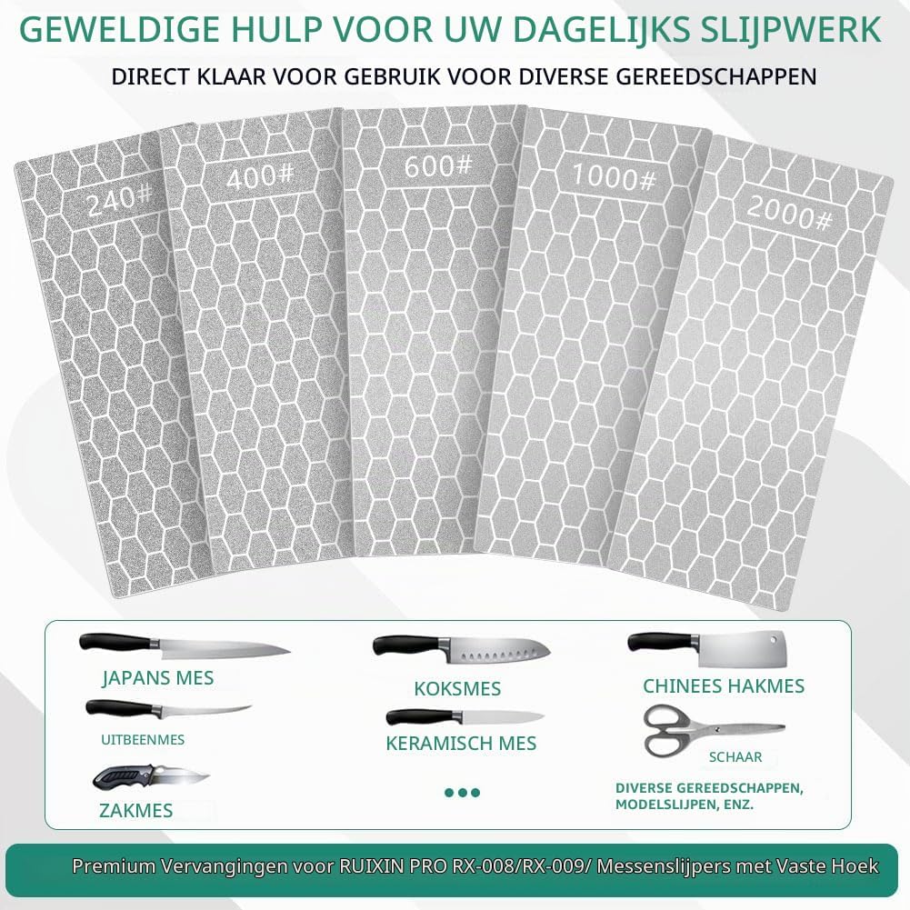 Detalle 2 de Aolso diamantslijpstenenset met 5 korrels voor keuken- en tuinmessen