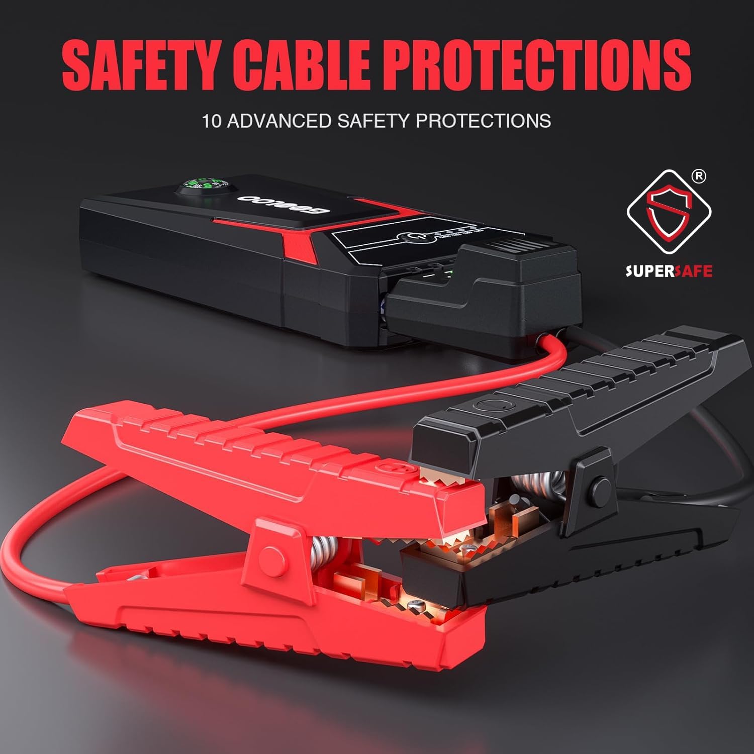 Thumbnail 3 de GOOLOO Booster Batterie Voiture GE1500 1500A avec pinces sécurité intelligentes et lampe LED