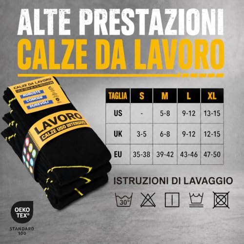 Thumbnail 5 de Niorasen calzini da lavoro uomo, 6 paia in spugna neri, 35-38