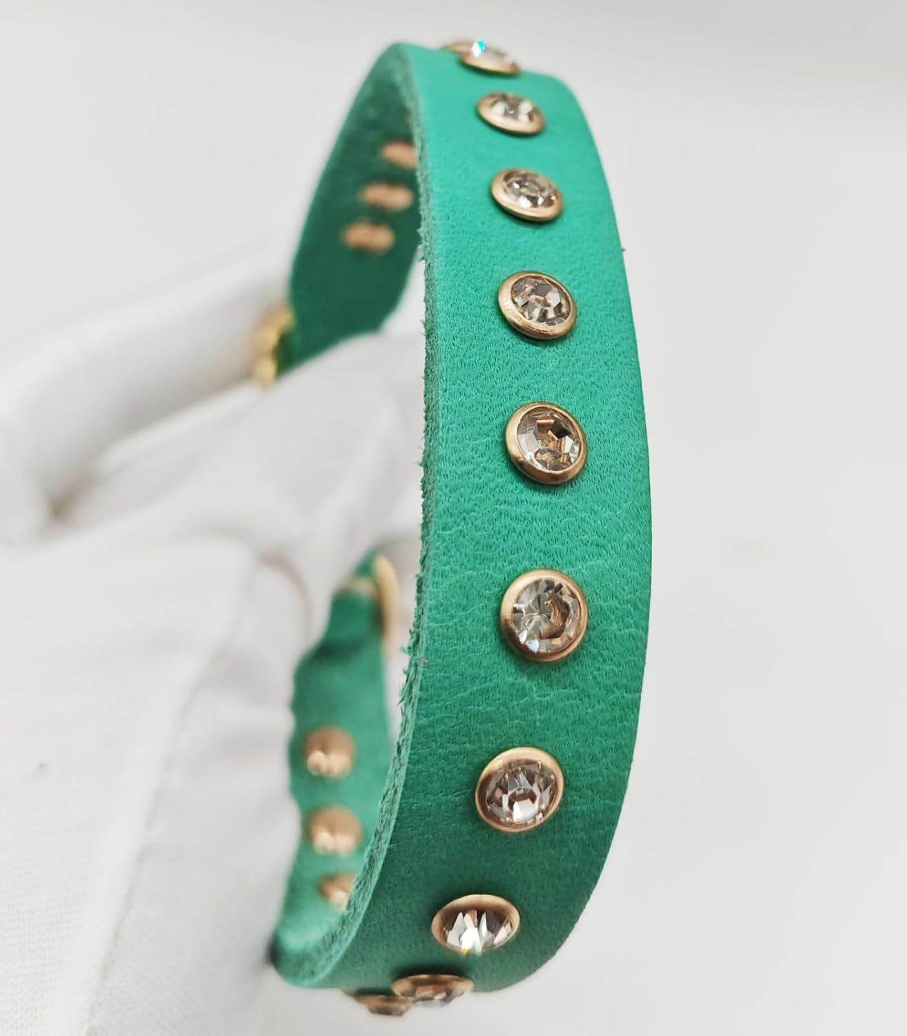Thumbnail 4 de YUDOTE Genuine Green Leather Dog Collar 27.5-33cm