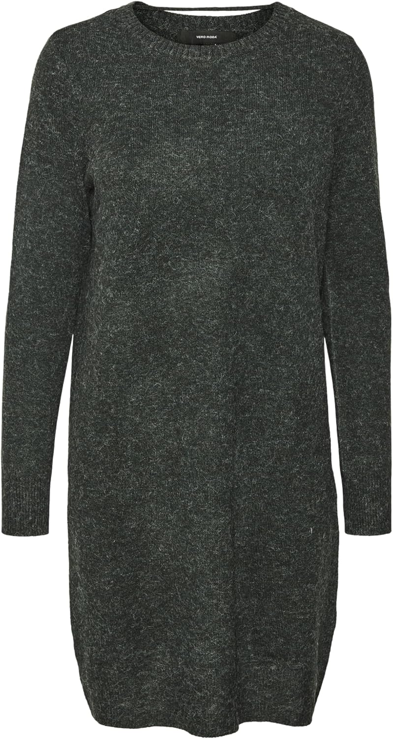 Detalle de VERO MODA Strickkleid VMDOFFY mit Rundhalsausschnitt – kurzes Kleid aus recyceltem Polyester