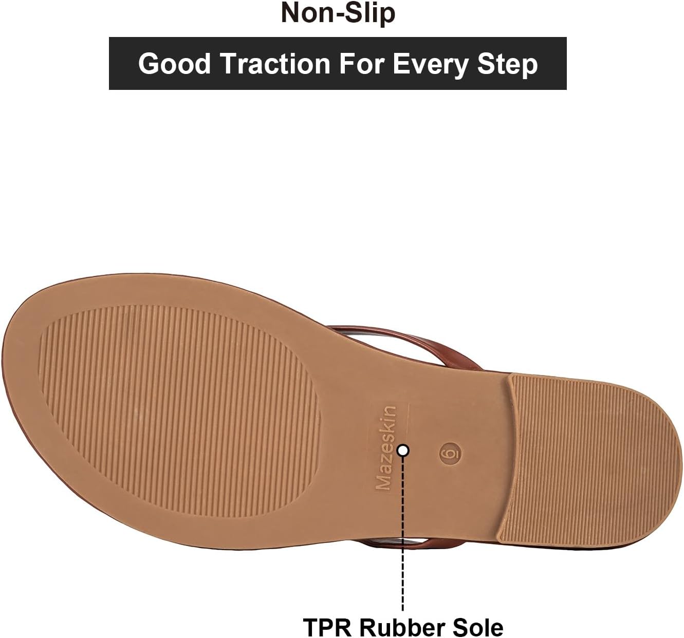 Detalle 2 de Mazeskin Women's Memory Foam Comfortable Flat Thong Sandals