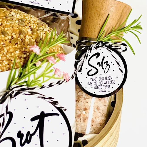 Thumbnail 2 de maloOo Geschenke Brot, Salz, Wein & Schokolade – Einzugsetiketten, 4er-Set