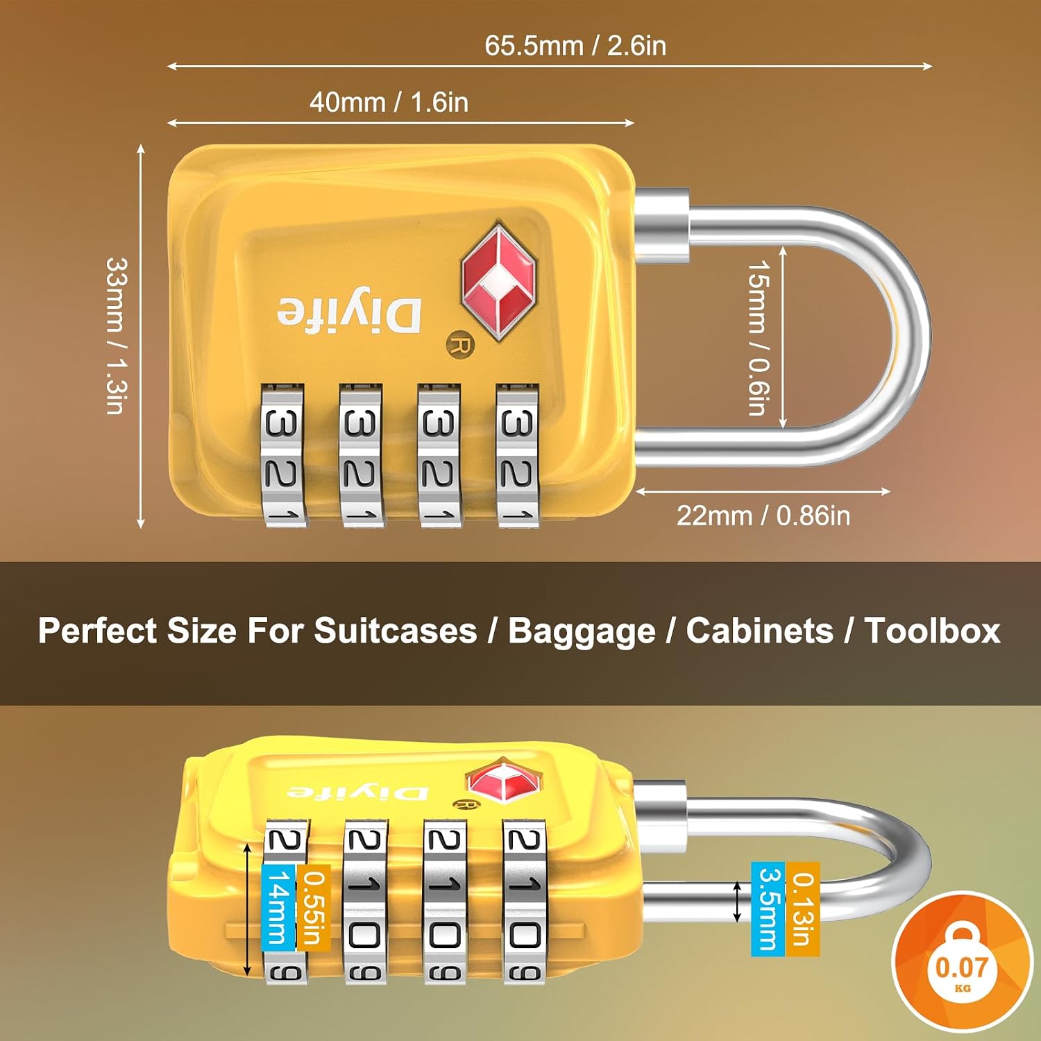 Thumbnail 4 de Diyife 4-Digit TSA Luggage Lock 2-pack 🔒