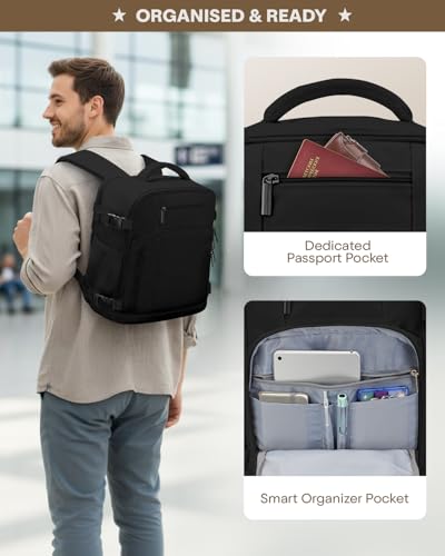 Thumbnail 3 de ZHXX mochila de viaje 40x30x20 (cabina avión, portátil 14") con bolsillo antirrobo y funda de seguridad