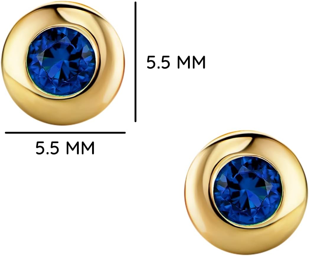 Detalle de Orecchini solitari in oro giallo 585 (14 kt) con pietra portafortuna – rubino sintetico, 5,5 mm