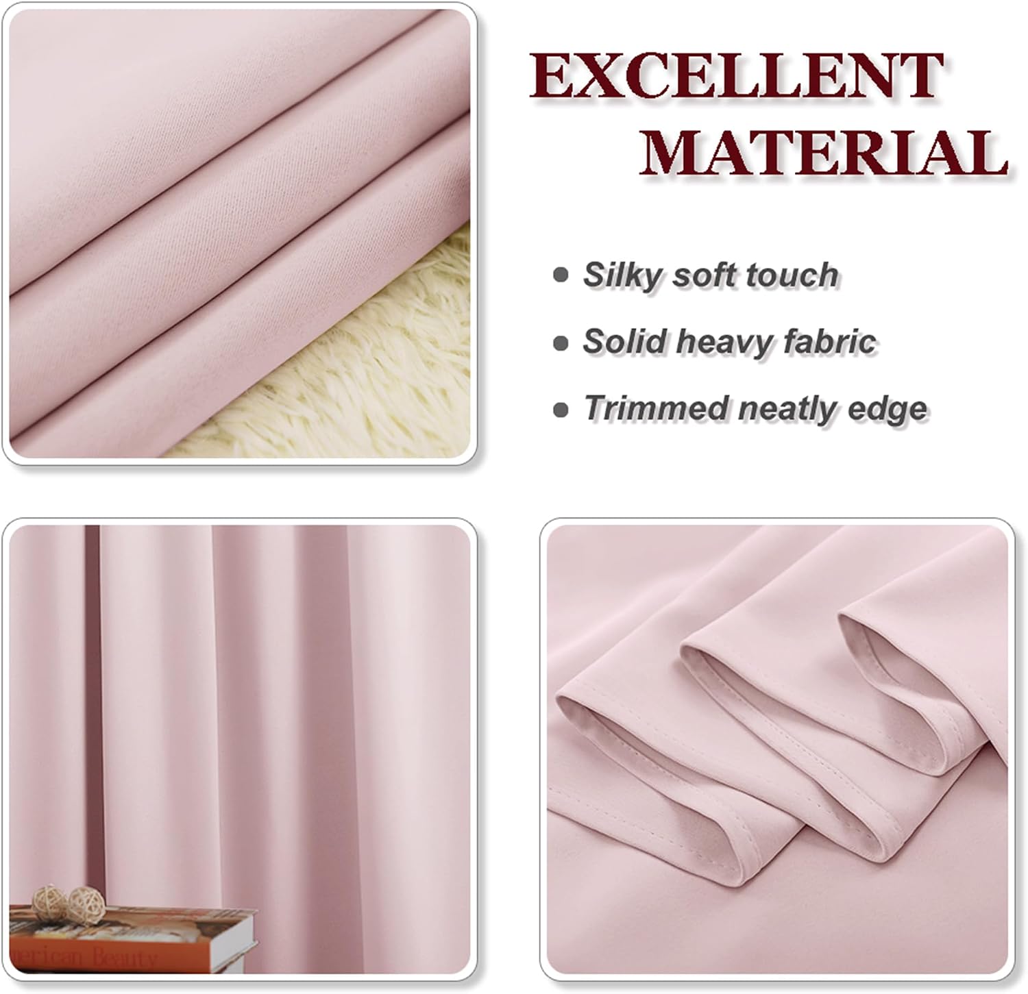 Thumbnail 6 de PONY DANCE Pink thermal blackout curtains 46 x 84 in 🪟