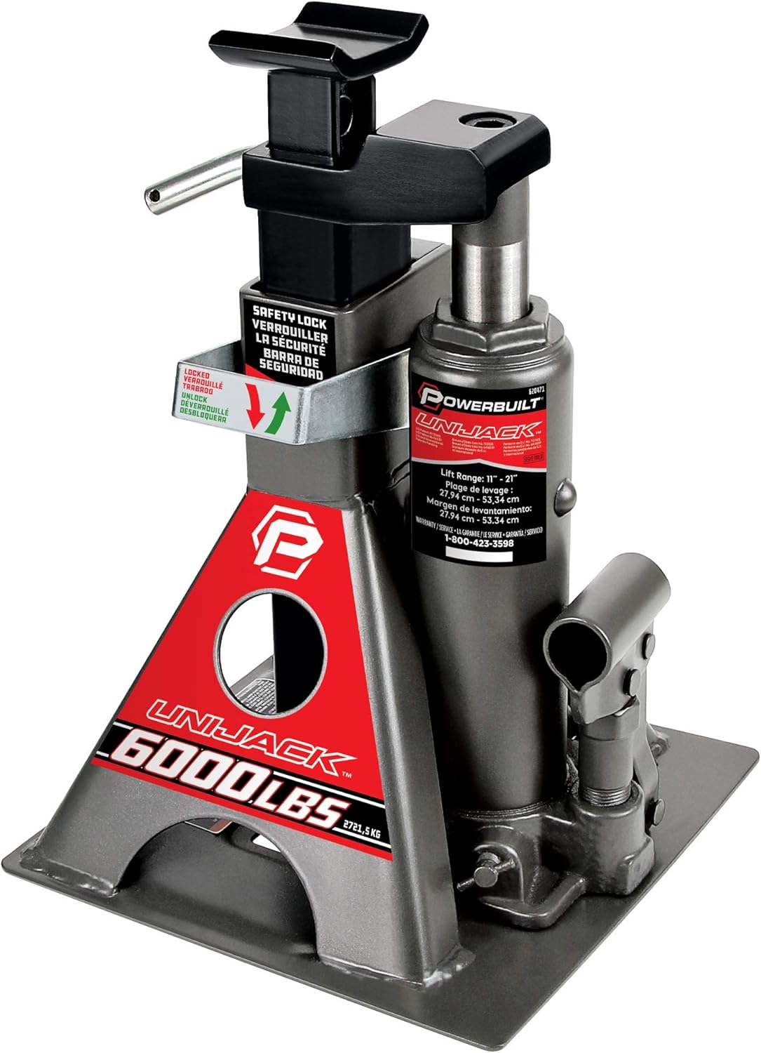 Detalle de Powerbuilt 3 Ton Bottle Jack and Jack Stands (All-in-One) 620471, 6,000 lb capacity