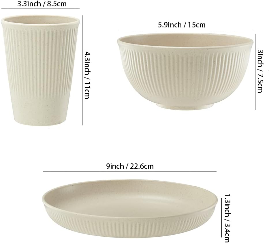Thumbnail 2 de HXYPN 18pcs Wheat Straw Dinnerware Set, Unbreakable 🍽