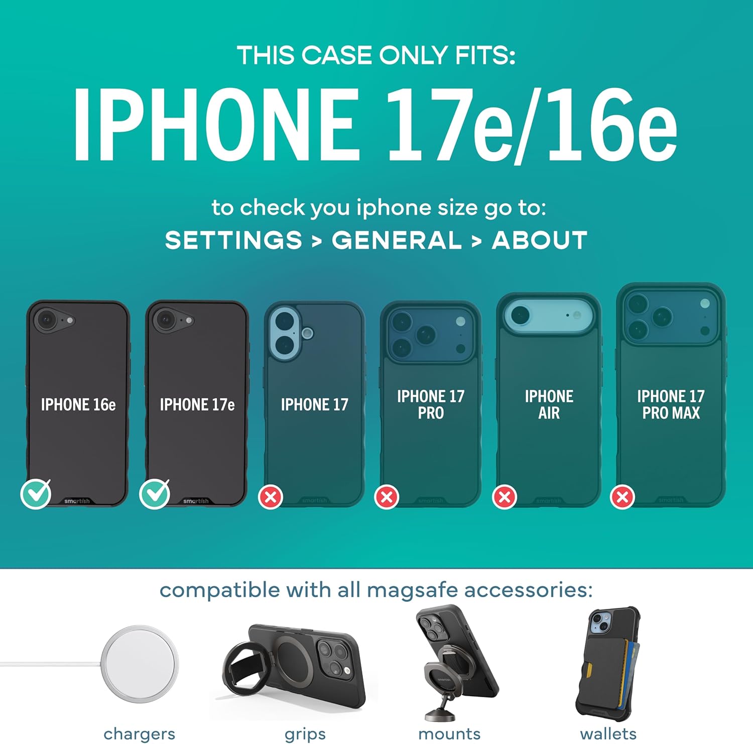 Thumbnail 4 de Smartish Gripmunk Magnetic Slim Case for iPhone 17e/16e with MagSafe (Black Tie Affair)