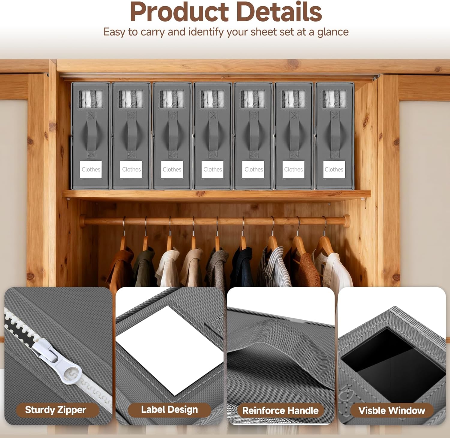 Thumbnail 2 de Boic Bettwäsche Organizer 2er-Set – Faltbar, Unterbett Aufbewahrung
