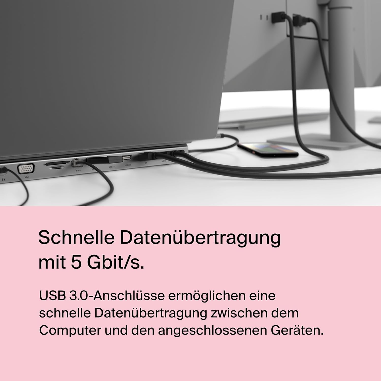 Thumbnail 6 de Belkin USB‑C‑Hub 11‑in‑1 MultiPort Adapter Dock mit 4K‑HDMI, DisplayPort, VGA und 100‑W‑Laden