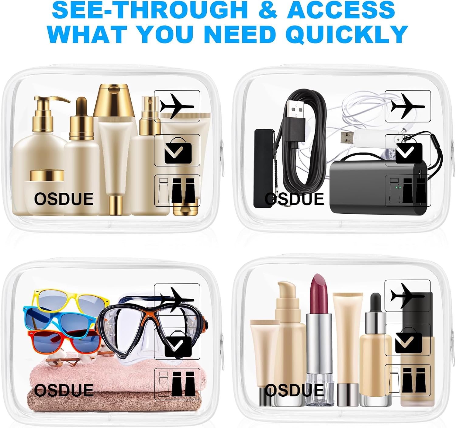 Thumbnail 4 de OSDUE Trousse de Toilette Transparente 2 pièces