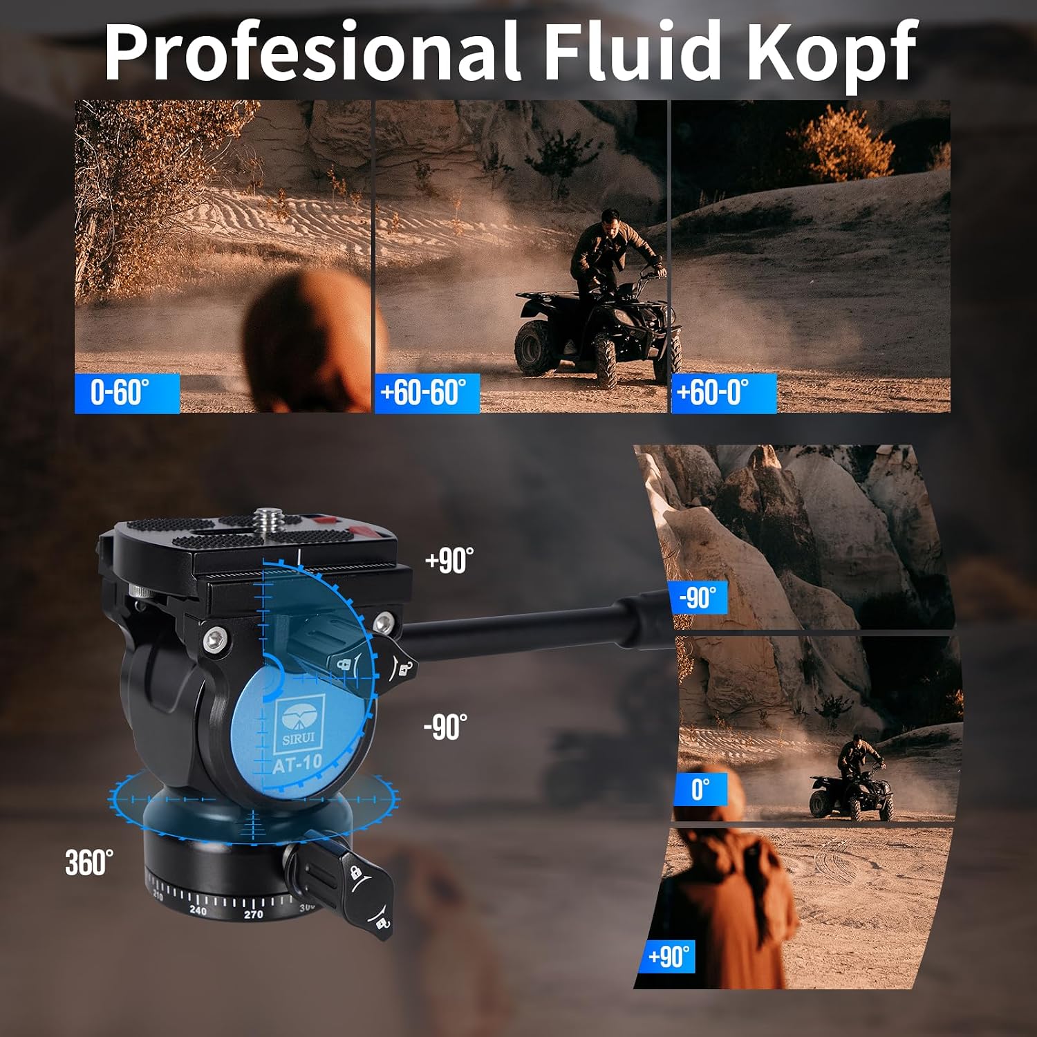 Detalle de SIRUI Traveler X Carbon Video Stativ (0,95 kg) mit Fluidkopf & Quick-Twist-System für Arca-Swiss