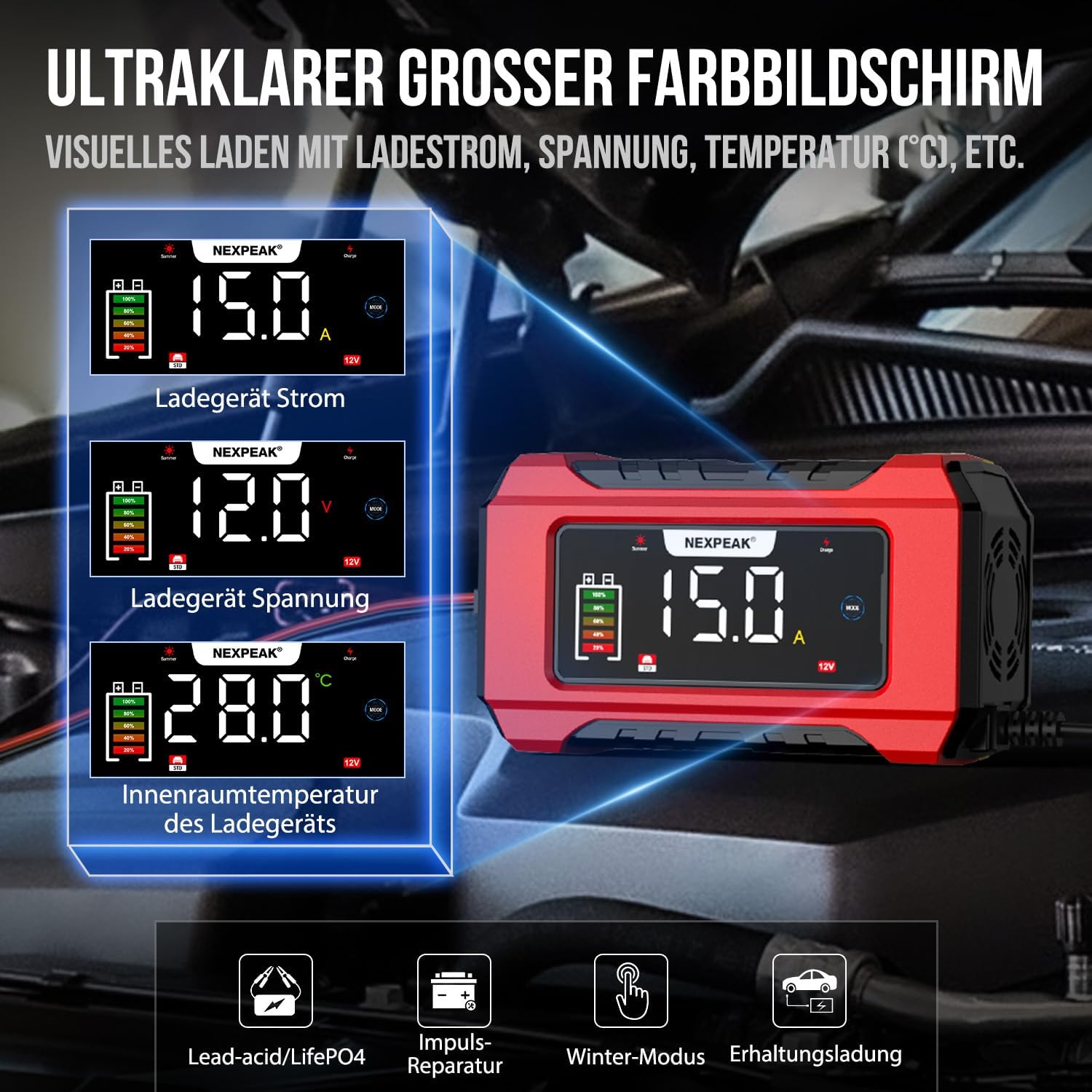 Thumbnail 3 de NEXPEAK NC215 15A Autobatterie Ladegerät