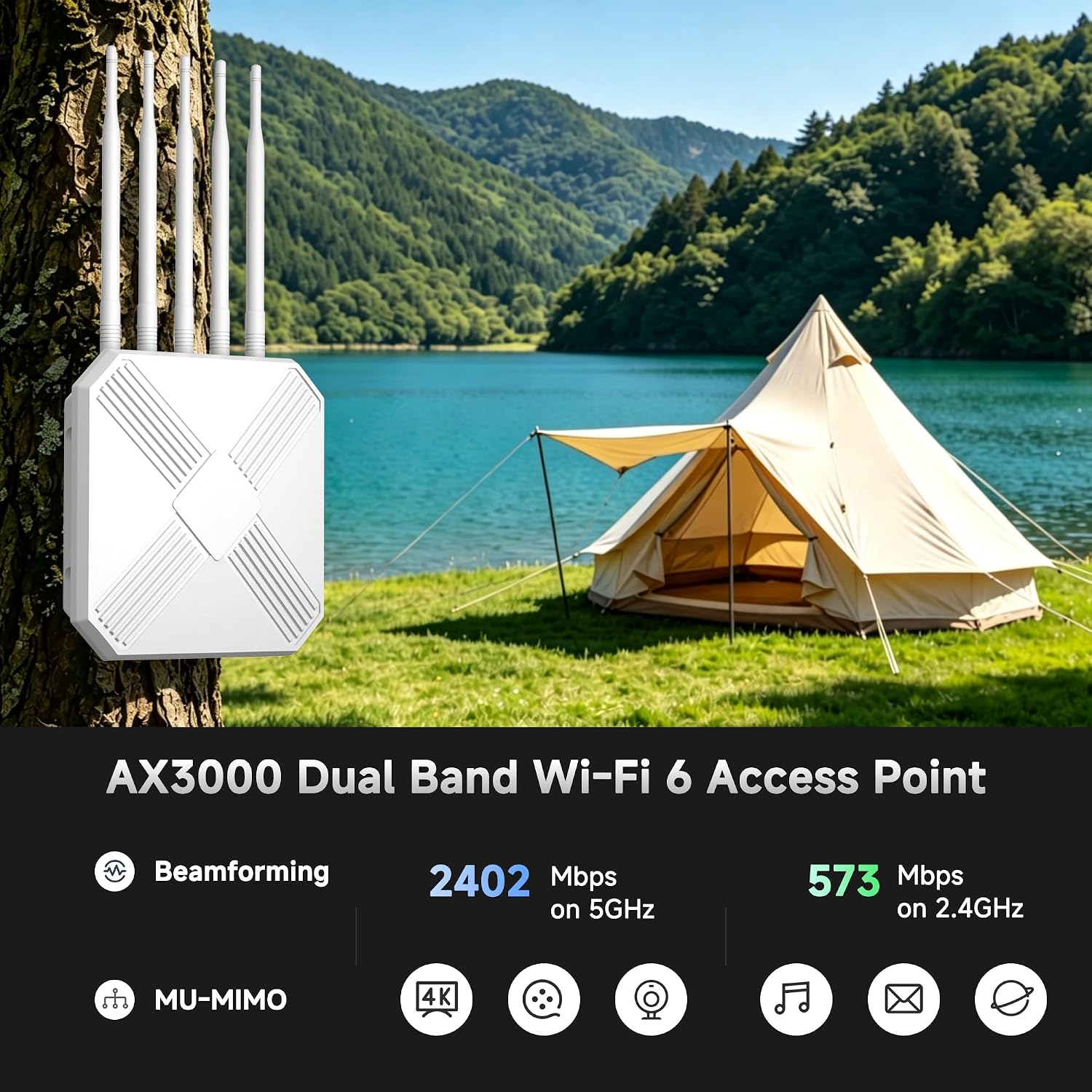Detalle 2 de Mekupc AX3000 Outdoor WiFi 6 Extender: Long-Range Outdoor AP for Commercial Use