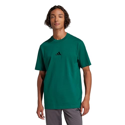 Detalle de adidas Hombre Essentials Small Logo Single Jersey Shirt – Collegiate Green/Black, talla L
