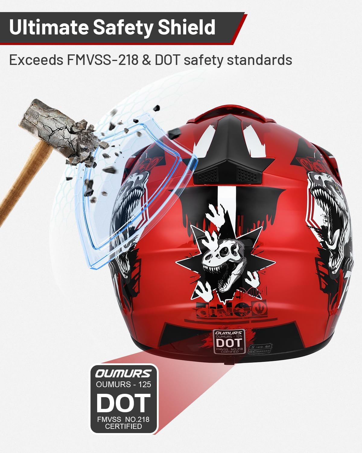 Detalle de DOT Youth Dirt Bike Helmet with Goggles & Gloves for Ages 5-14