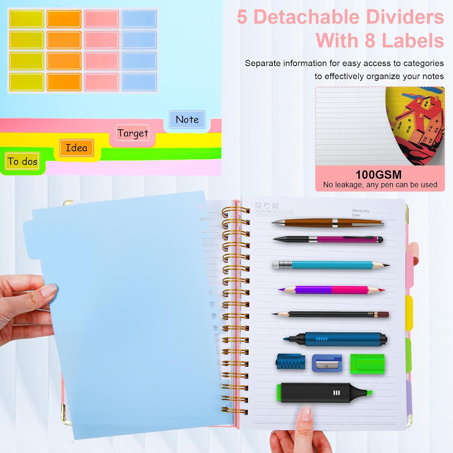 Detalle 1 de GDGDSY 001 Hardcover Spiral Notebook, 8 x 10, 300 Pages, Pink