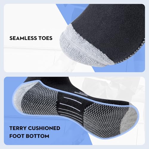 Detalle de Stoeury Men's Cotton Crew Socks, 6 Pairs, Cushioned Soles and Arch Support