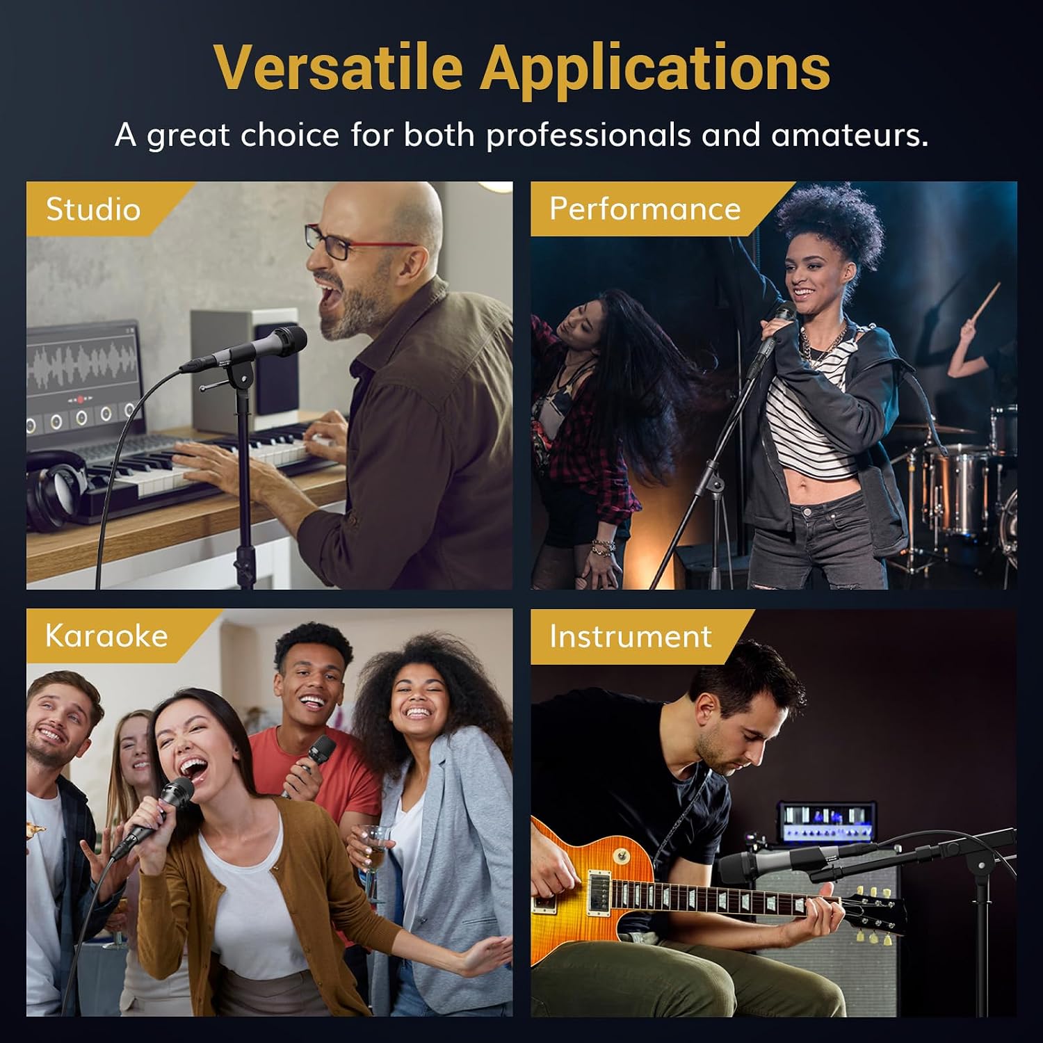 Thumbnail 6 de TONOR D5 Dynamic Vocal Microphone with 4.5m XLR to 6.35mm Cable