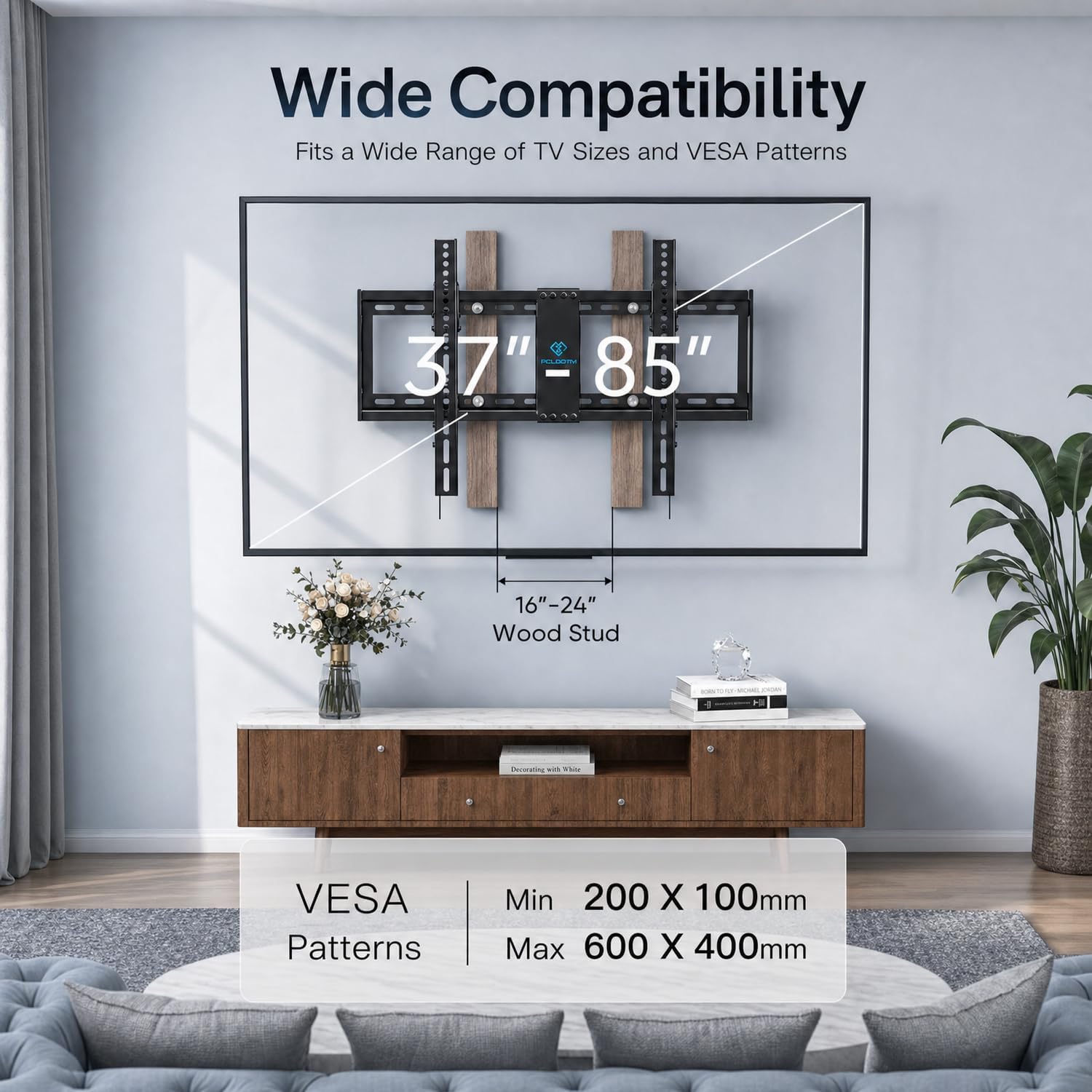 Thumbnail 1 de PERLESMITH PSLTK1 Tilting TV Wall Mount, 37–85-Inch, Up to 132 lbs