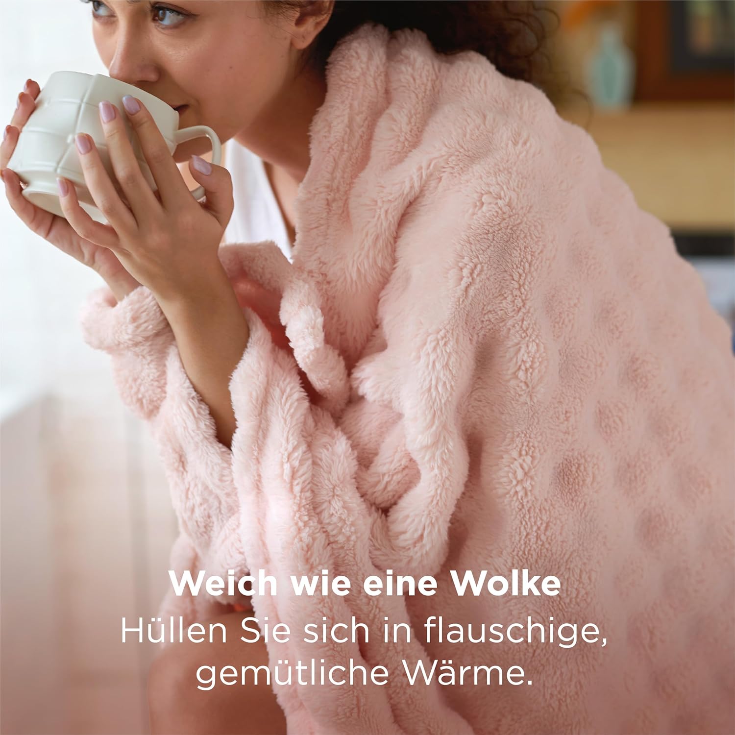 Thumbnail 1 de Bedsure Kuscheldecke „Bubble“ mit CloudBurbuja-Optik, Kristallrosa, 150x200 cm