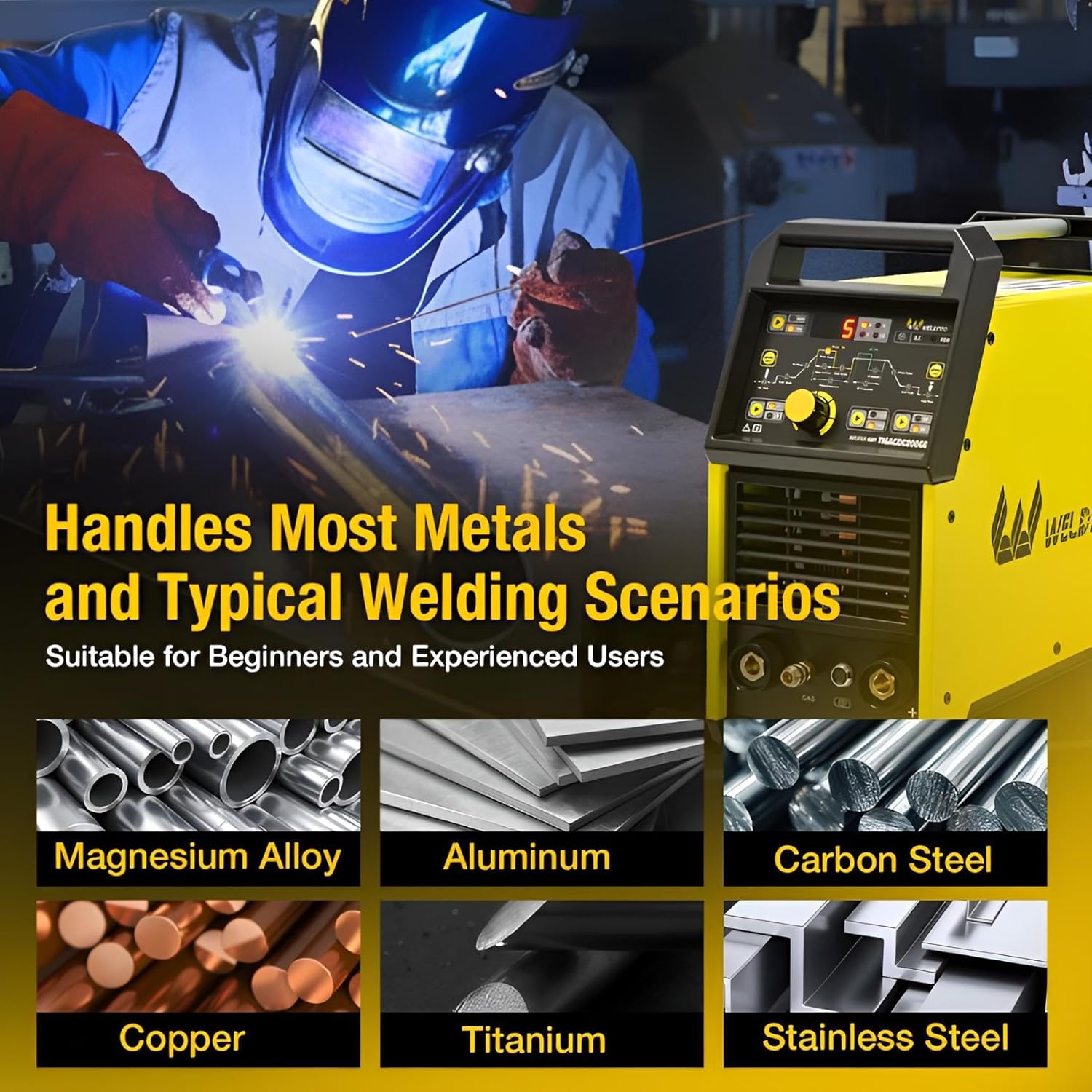 Thumbnail 5 de Weldpro 200A AC/DC TIG Welder with Pulse — 5-in-1 Multiprocess (AC/DC TIG, AC/DC Pulse TIG, Stick) with 110V/220V Dual Voltage