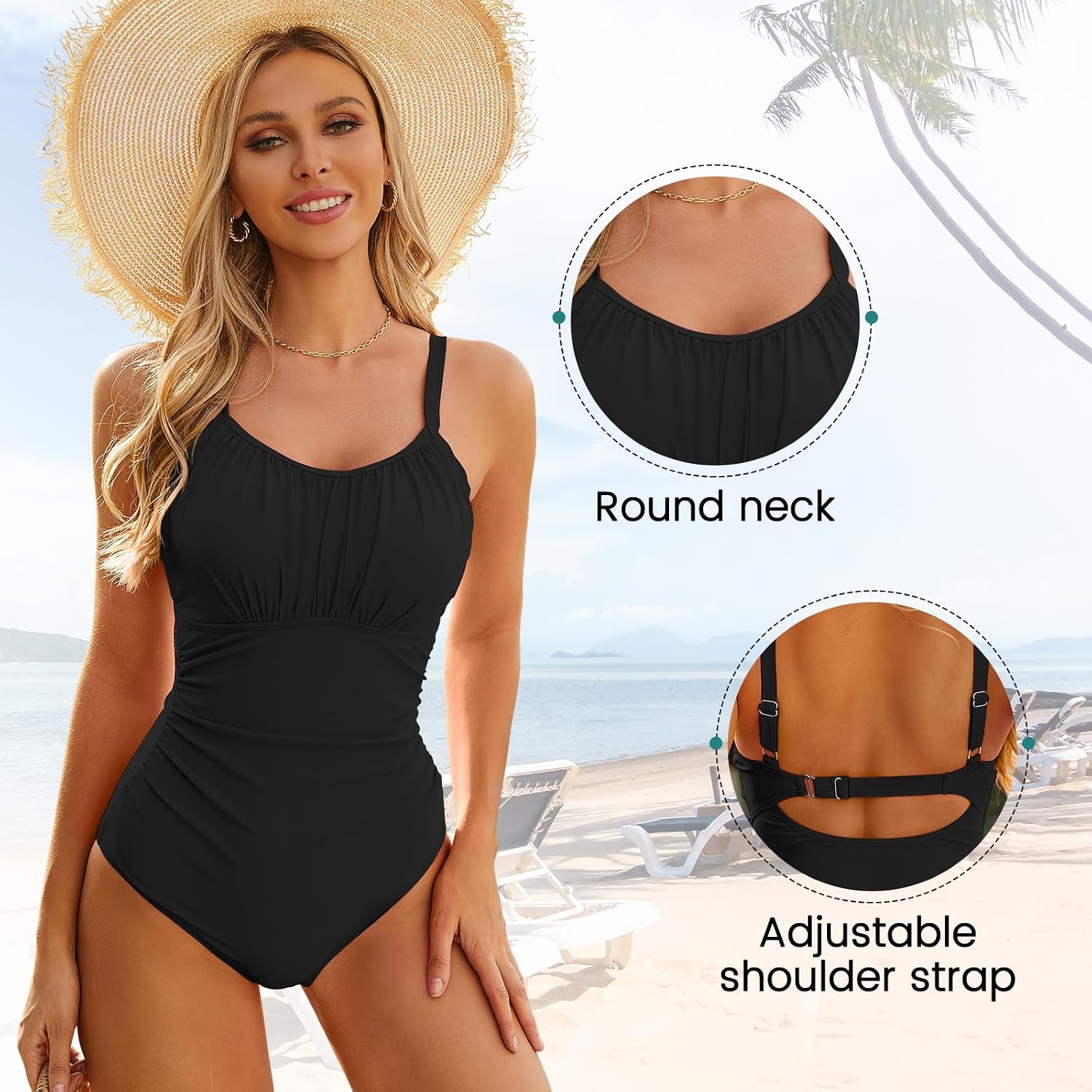 Thumbnail 4 de Modest One Piece Swimsuit Tummy Control