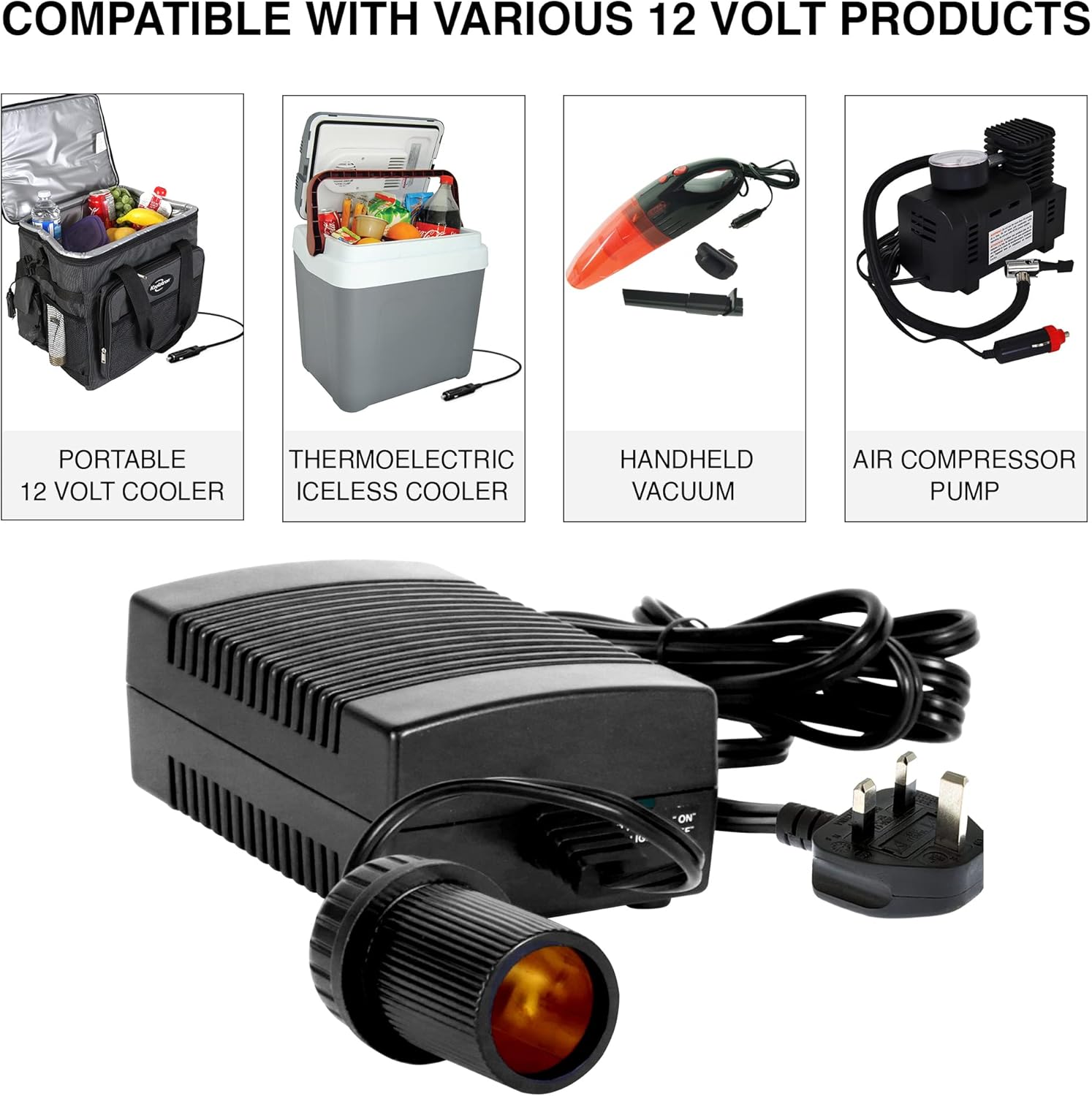Thumbnail 4 de Koolatron Universal 12V DC to 230V AC Travel Power Supply with 6ft Cord