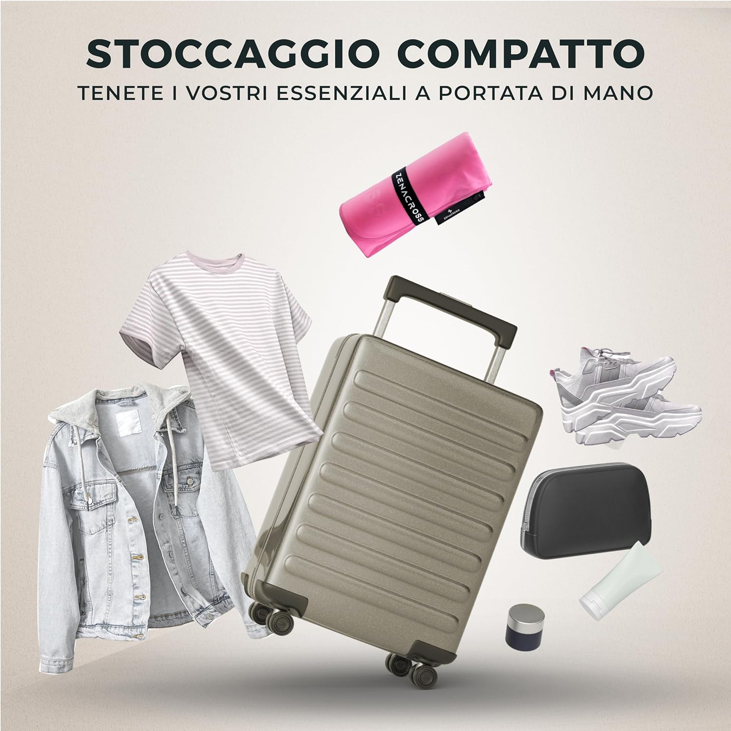 Detalle de Zenacross Asciugamano Palestra 100x200 cm Rosa con Borsa per il Trasporto – Microfibra a Rapida Asciugatura, XXL