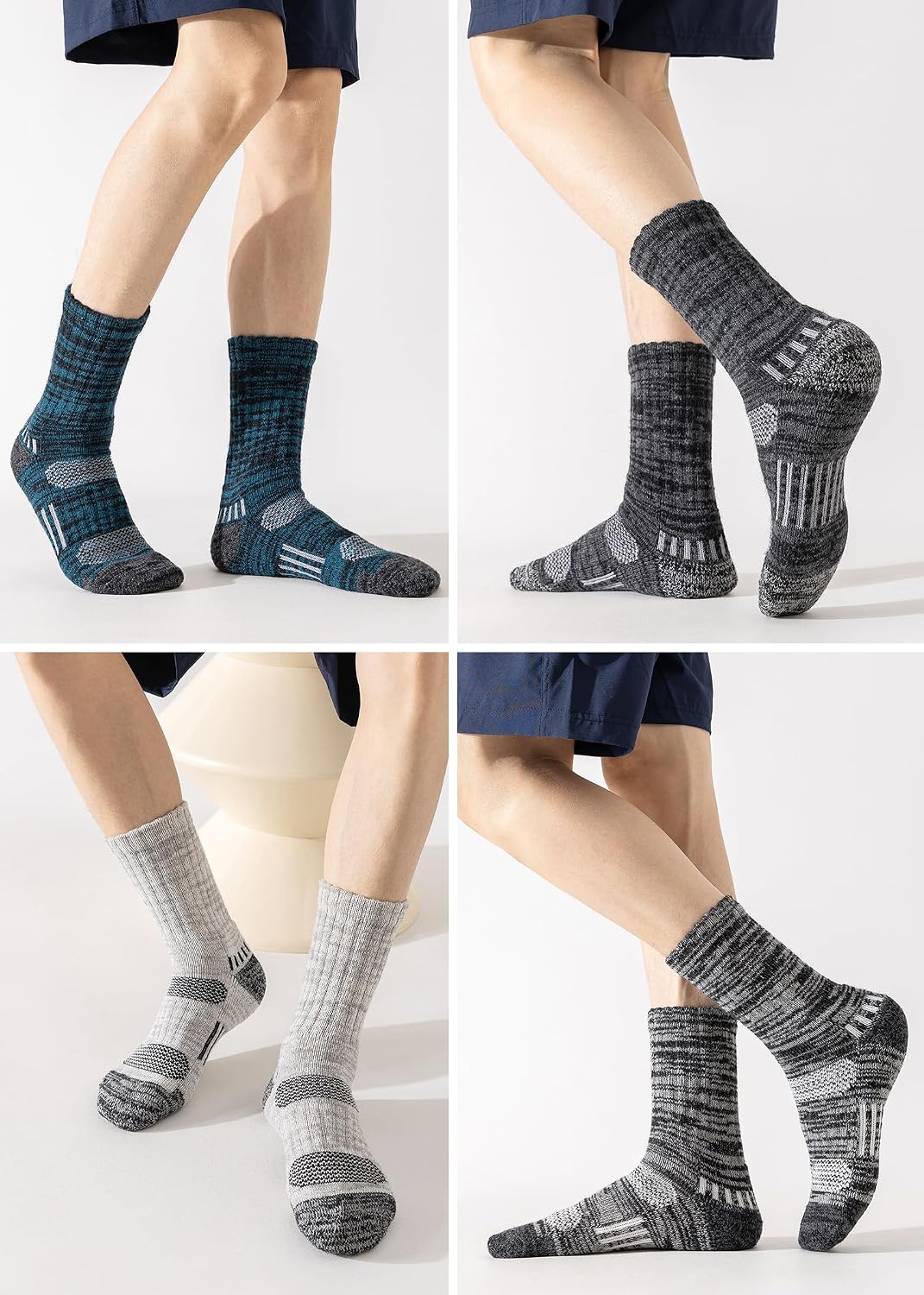 Detalle 2 de Huuwi Men's Merino Wool Crew Socks