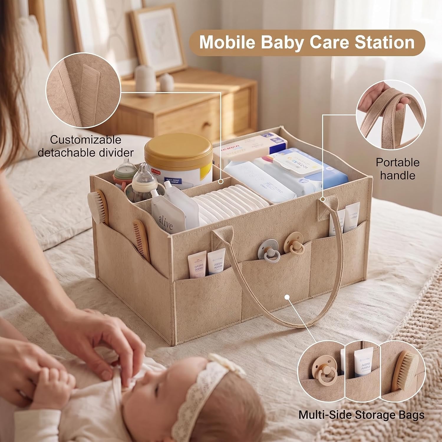 Thumbnail 1 de Recximi MK-2 3-Tier Diaper Caddy Cart with Detachable Organizer and Wheels