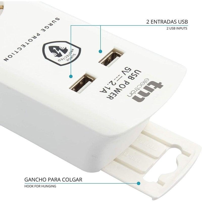 Detalle 2 de tm-electron Regleta 6 tomas 2 USB 5V