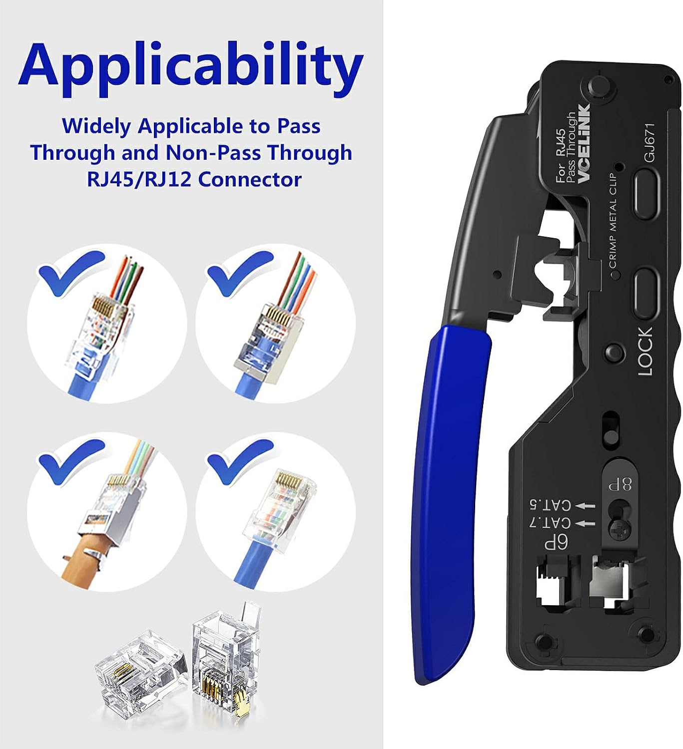 Detalle 2 de VCELINK GJ671BL Crimpzange RJ45 für CAT7