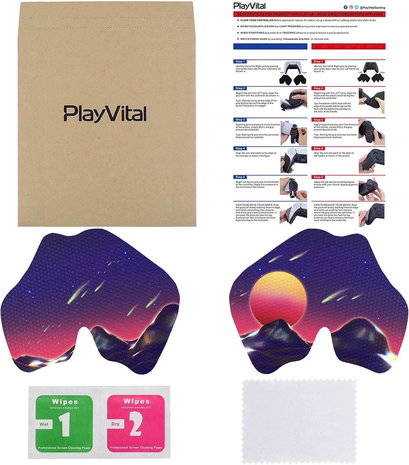 Detalle 2 de eXtremeRate PlayVital Anti-Skid Sweat-Absorbent Controller Grip for PS5 – The Cyber Moon