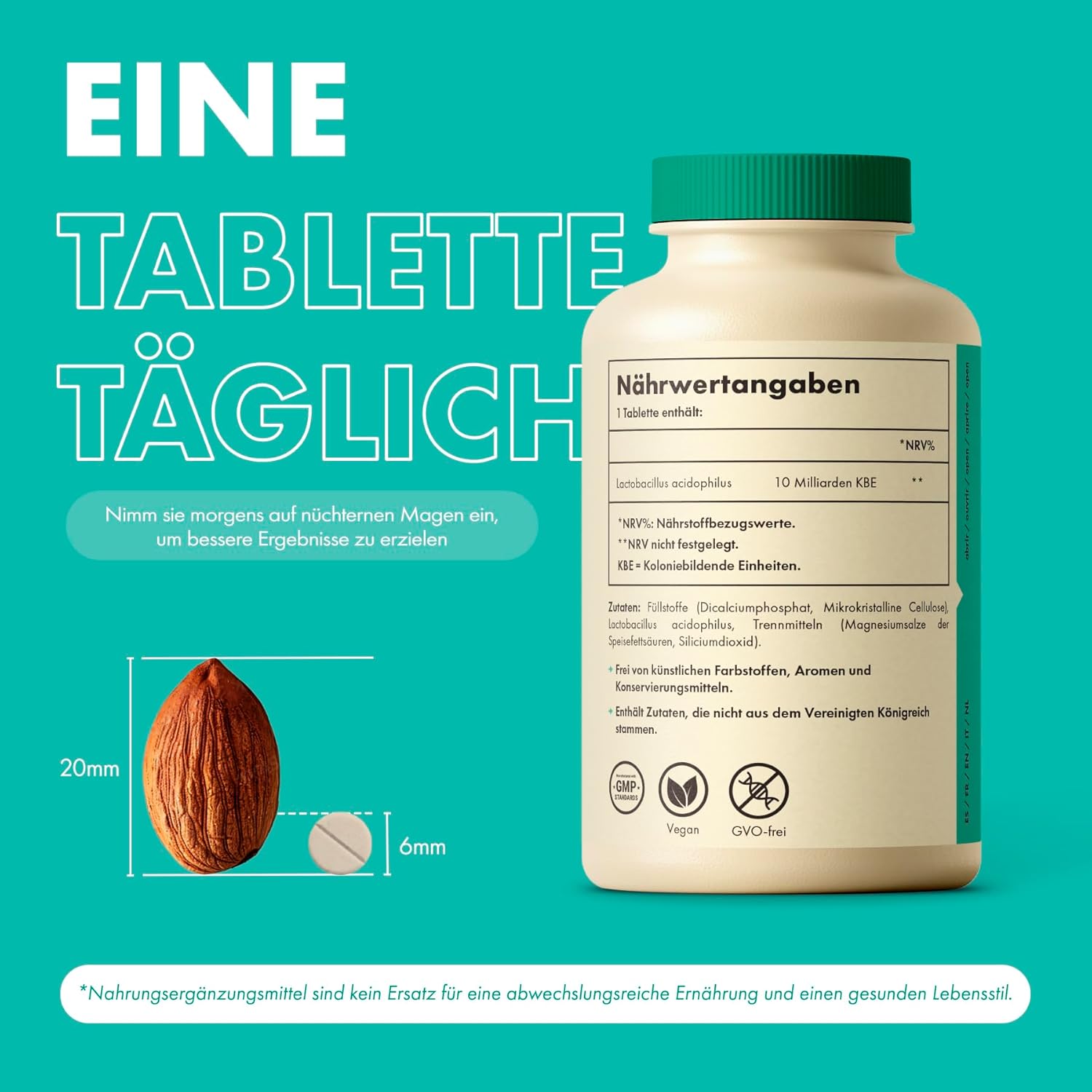 Thumbnail 5 de Incite Nutrition Acidophilus Bio-Kulturen Tabletten mit Lactobacillus Gasseri (10 Milliarden KBE, 4 Monate Vorrat) – vegan