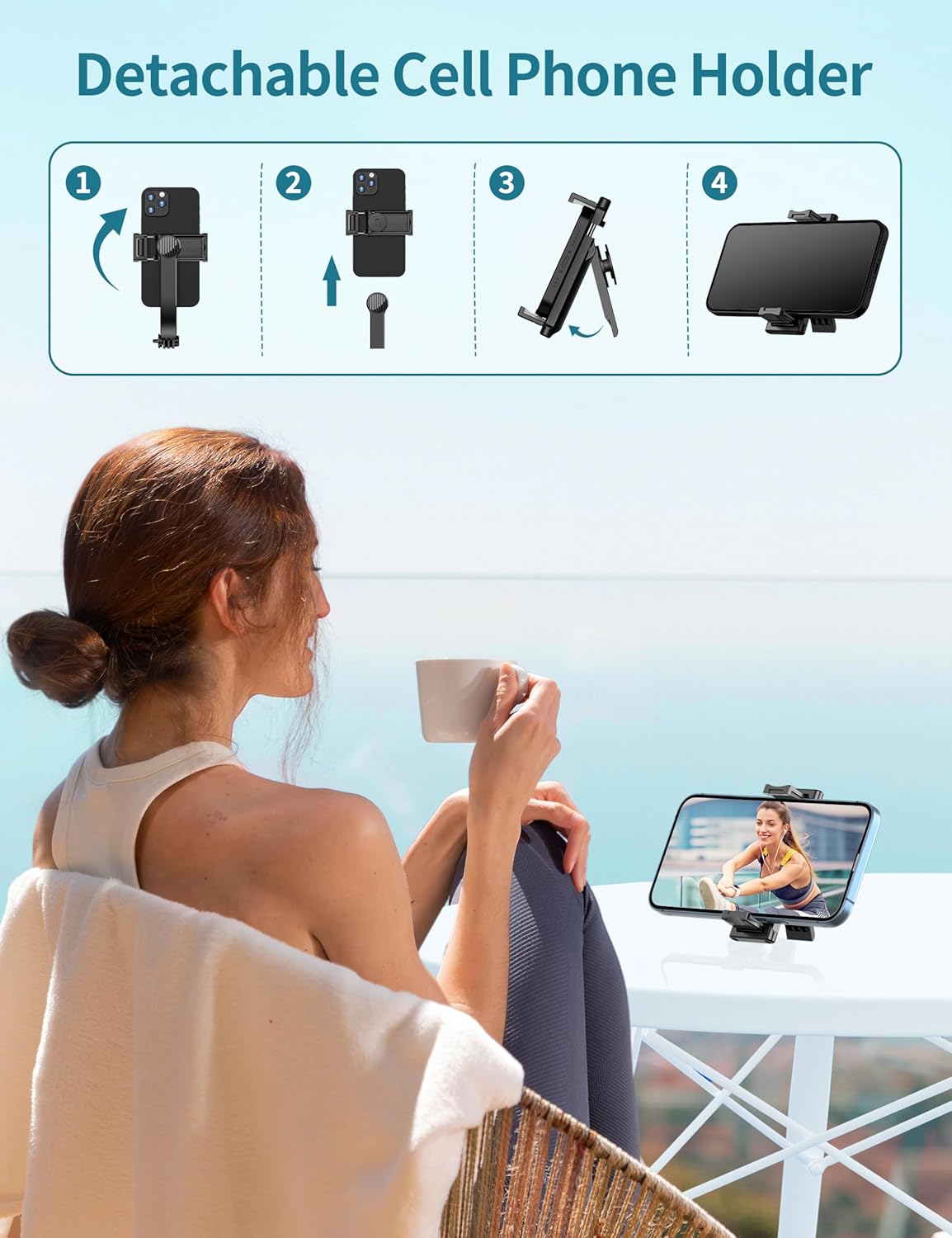 Thumbnail 3 de Selfie Stick for iPhone – 41" extendable tripod with detachable phone holder and wireless remote