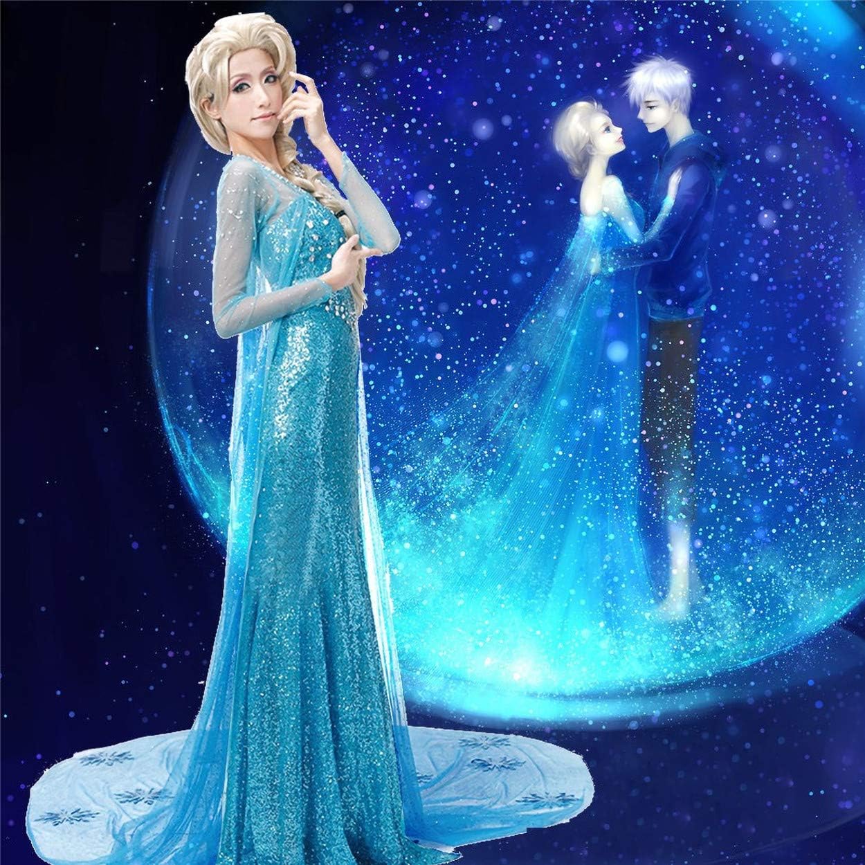 Thumbnail 4 de YOSICIL Elsa Prinzessin Kostüm Blau Größe M