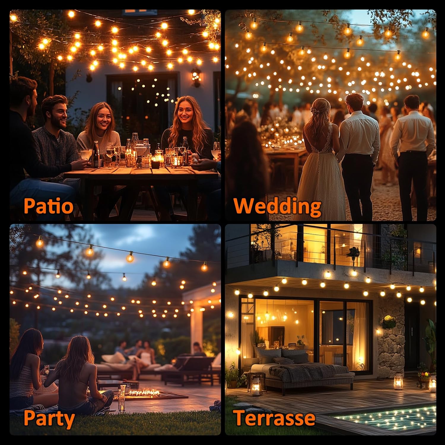 Thumbnail 6 de Kangtaixin Catena Luminosa Esterno 15M con 25+2 LED G40: luci decorative esterne dimmerabili