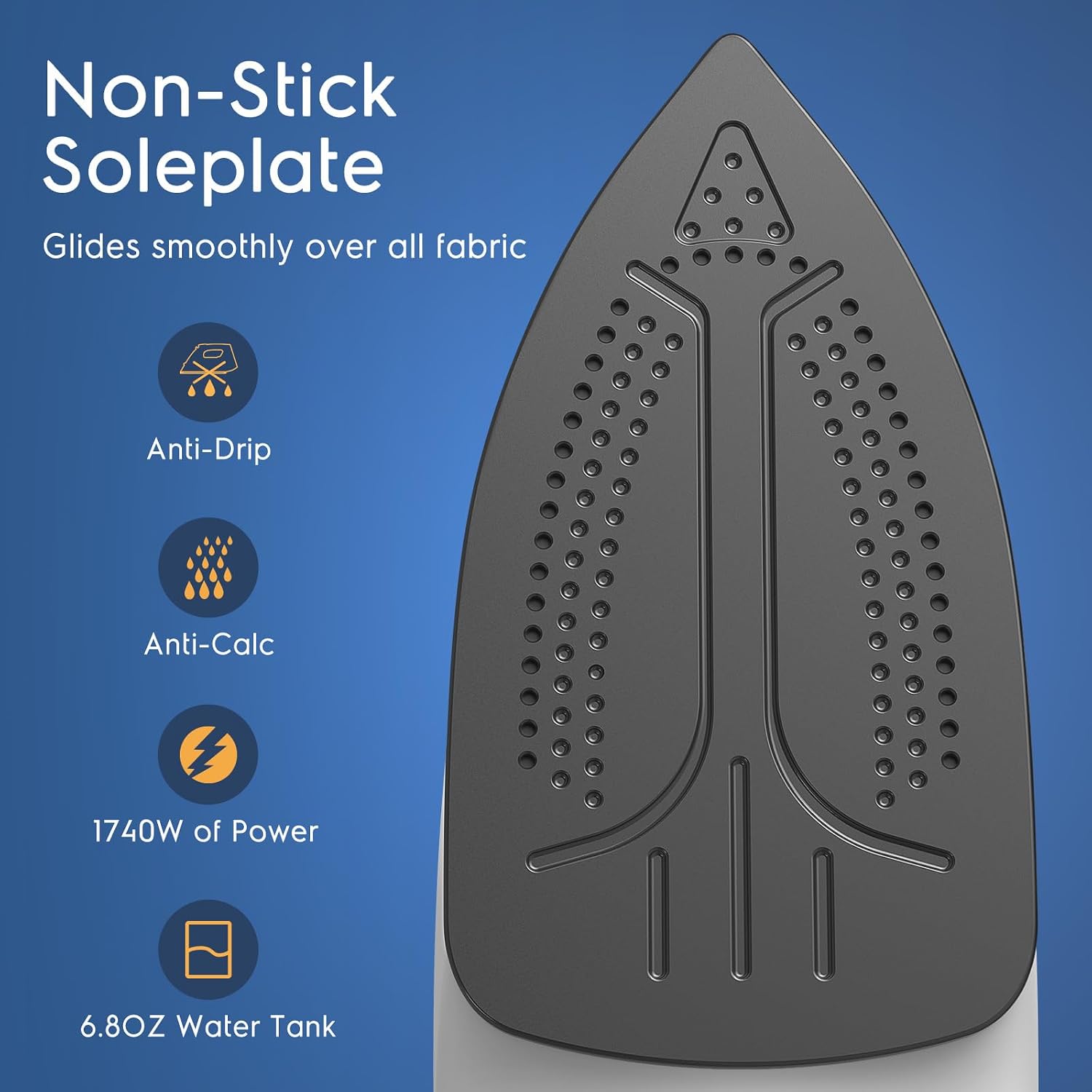 Detalle de BEAUTURAL Steam Iron for Clothes – Lightweight, Non-Stick Soleplate & Burst of Steam