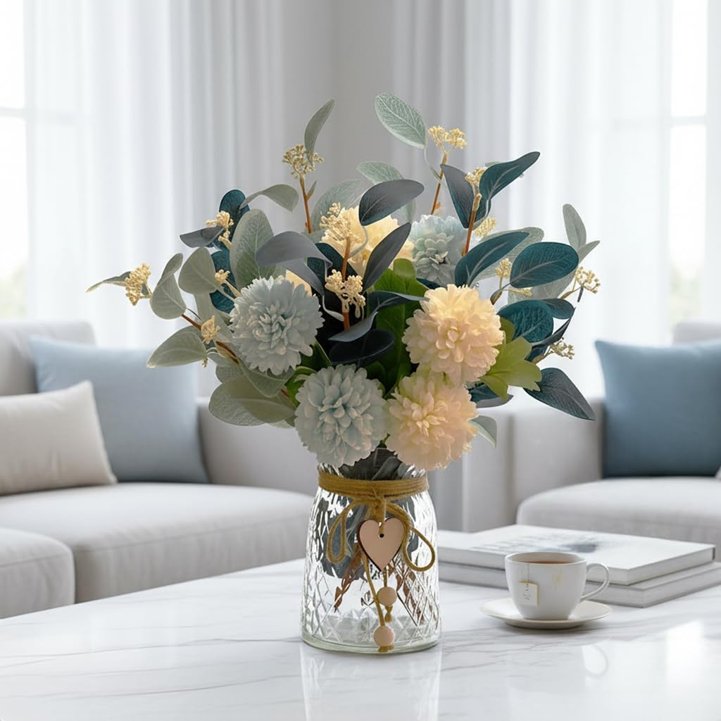 Thumbnail 6 de Artificial Dahlia Bouquet with Glass Vase