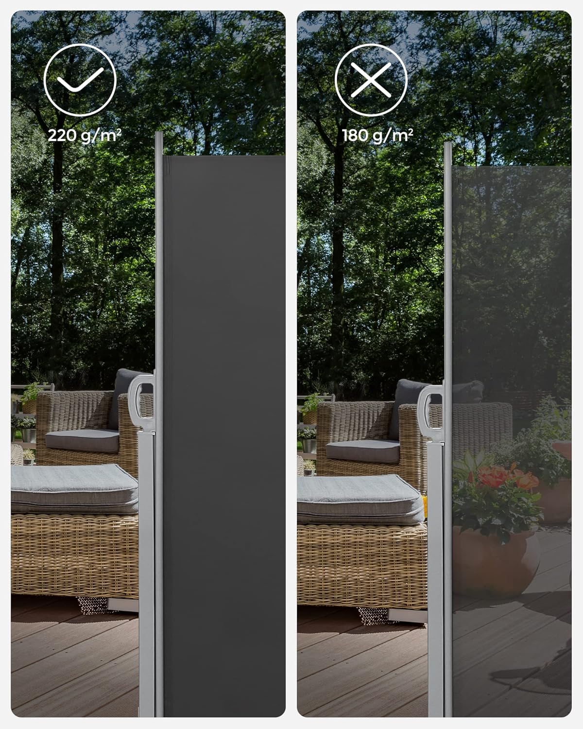 Thumbnail 5 de Store latéral SONGMICS avec coffre acier extensible 200 x 400 cm, brise-vue et protection solaire occultante anthracite