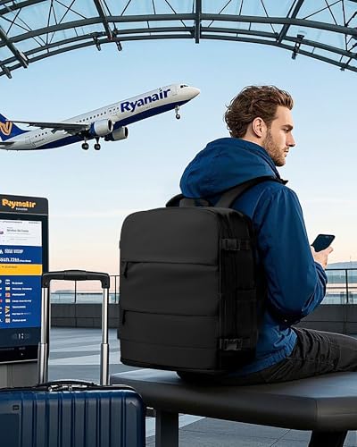 Thumbnail 1 de BJLFS Mochila de viaje de cabina para avión (45x36x20) hasta 30L, portátil 15,6” – Negra, ligera