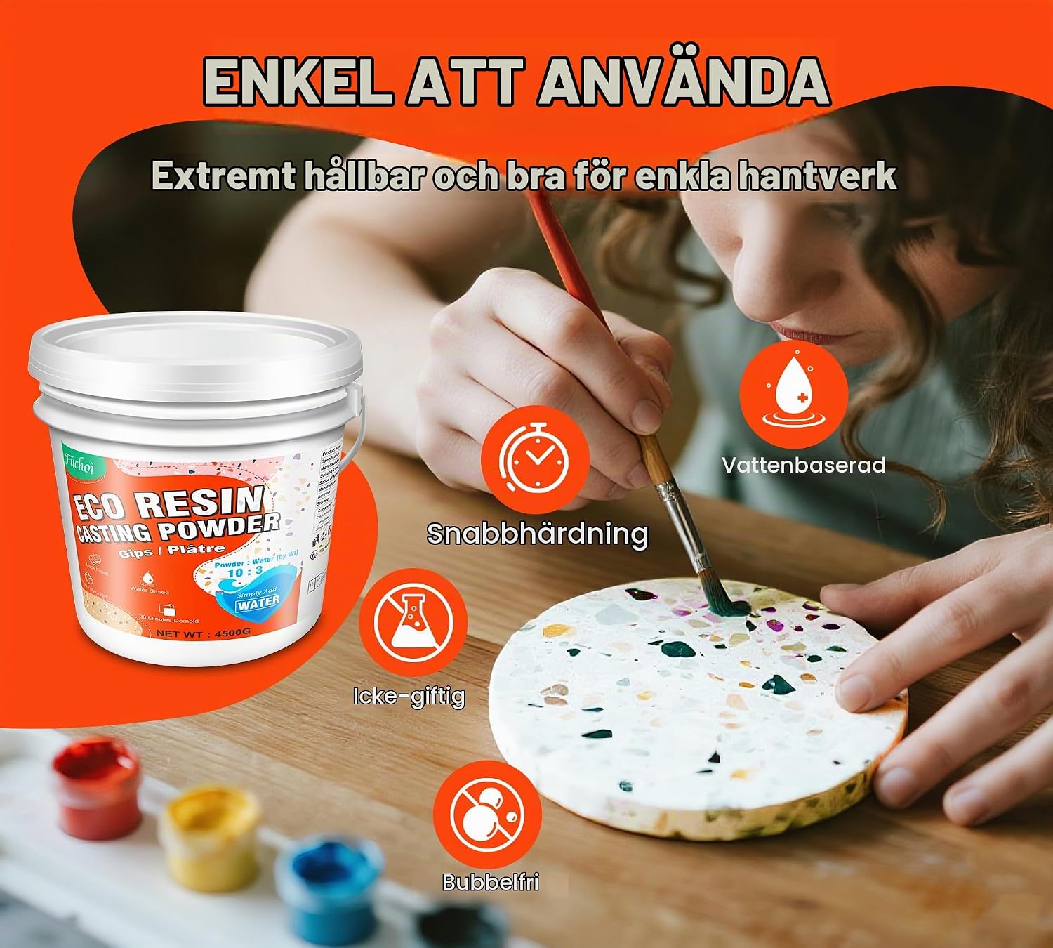 Detalle de Fuchoi vitt gjutpulver 4 500 g för silikonformar, snabb avformning
